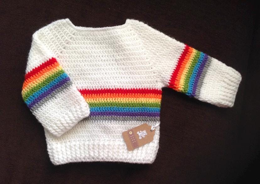 Rainbow Baby Sweater and Hat Set