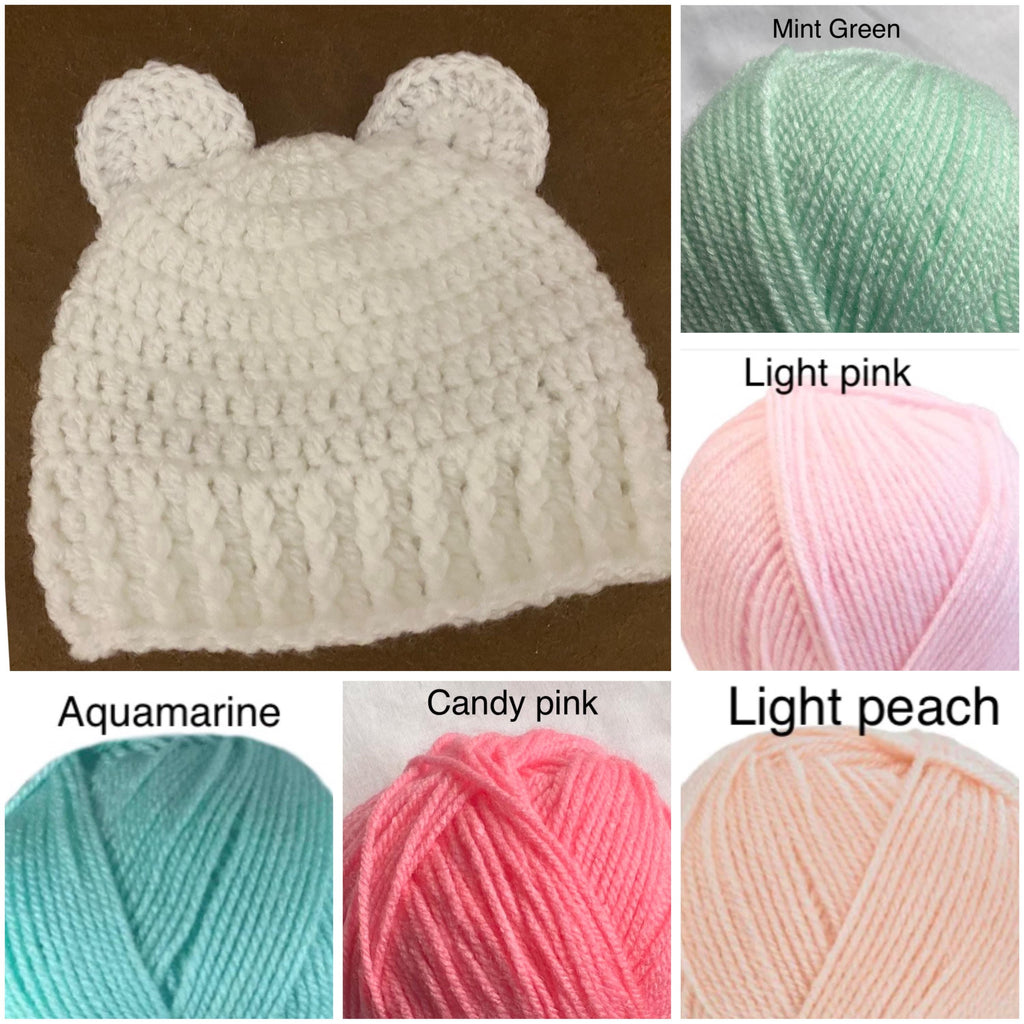 Baby Crochet Beanie Hat - Multiple Colours