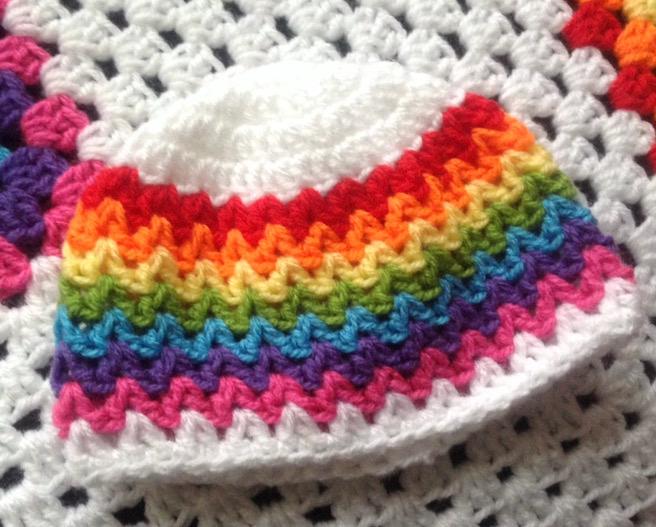 Crochet baby 0-3 months Rainbow cardigan and hat set