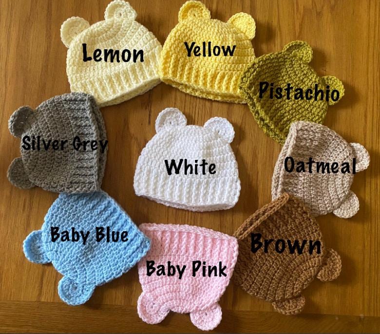 Baby Crochet Beanie Hat - Multiple Colours