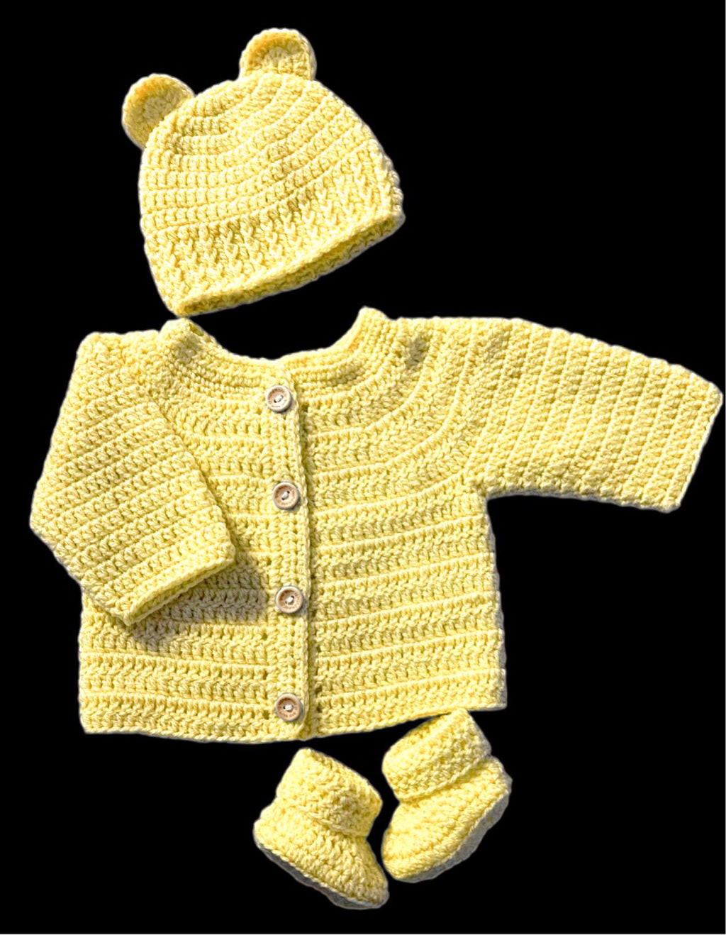Baby Cardigan, Hat and Booties set - Multiple Colours.