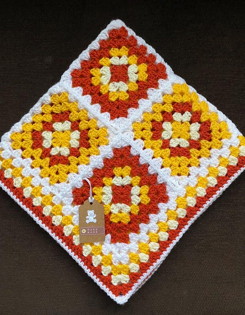 Burnt Orange, Bright Yellow, Lemon and White Baby Blanket