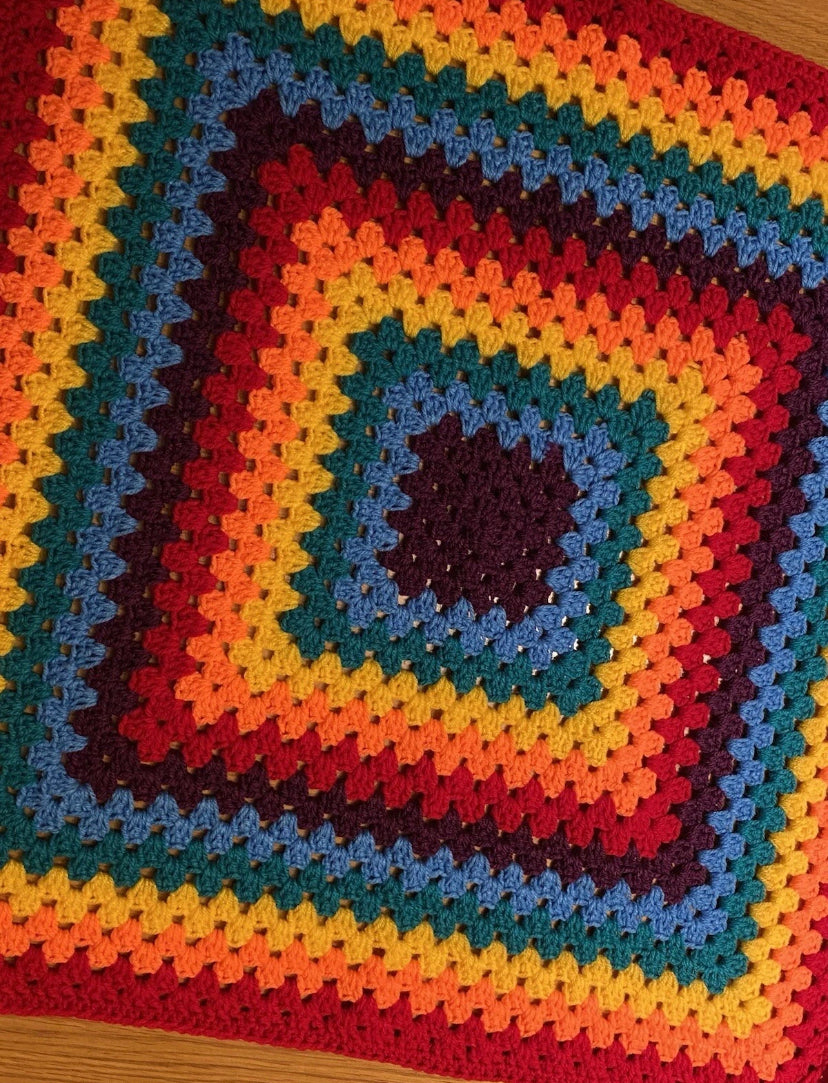 Hand crochet handmade baby blanket/car seat/pram/crib baby bright Rainbow boy girl gift Xmas