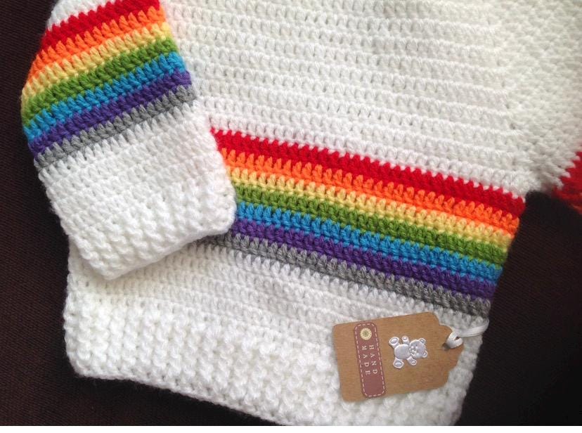 Rainbow Baby Sweater and Hat Set