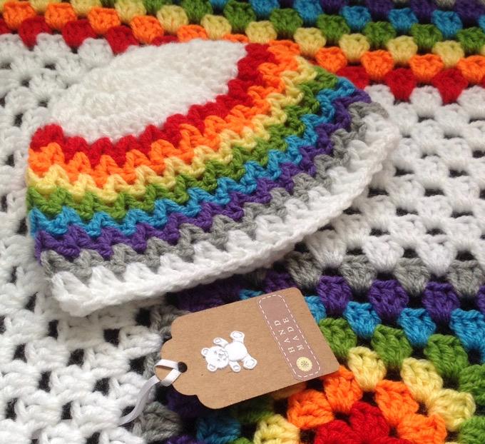 Rainbow Baby Sweater and Hat Set