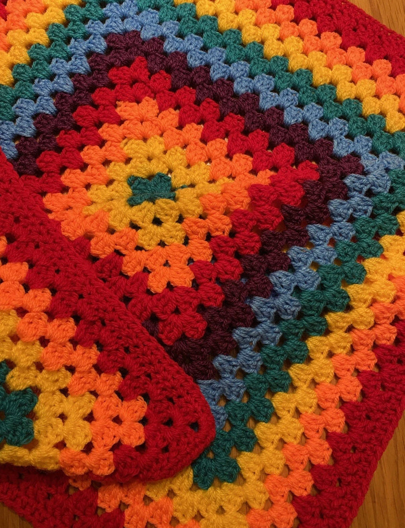 Hand crochet handmade baby blanket/car seat/pram/crib baby bright Rainbow boy girl gift Xmas