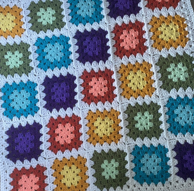 Handmade crochet baby blanket/car seat/pram/crib Rainbow boy girl Xmas gift