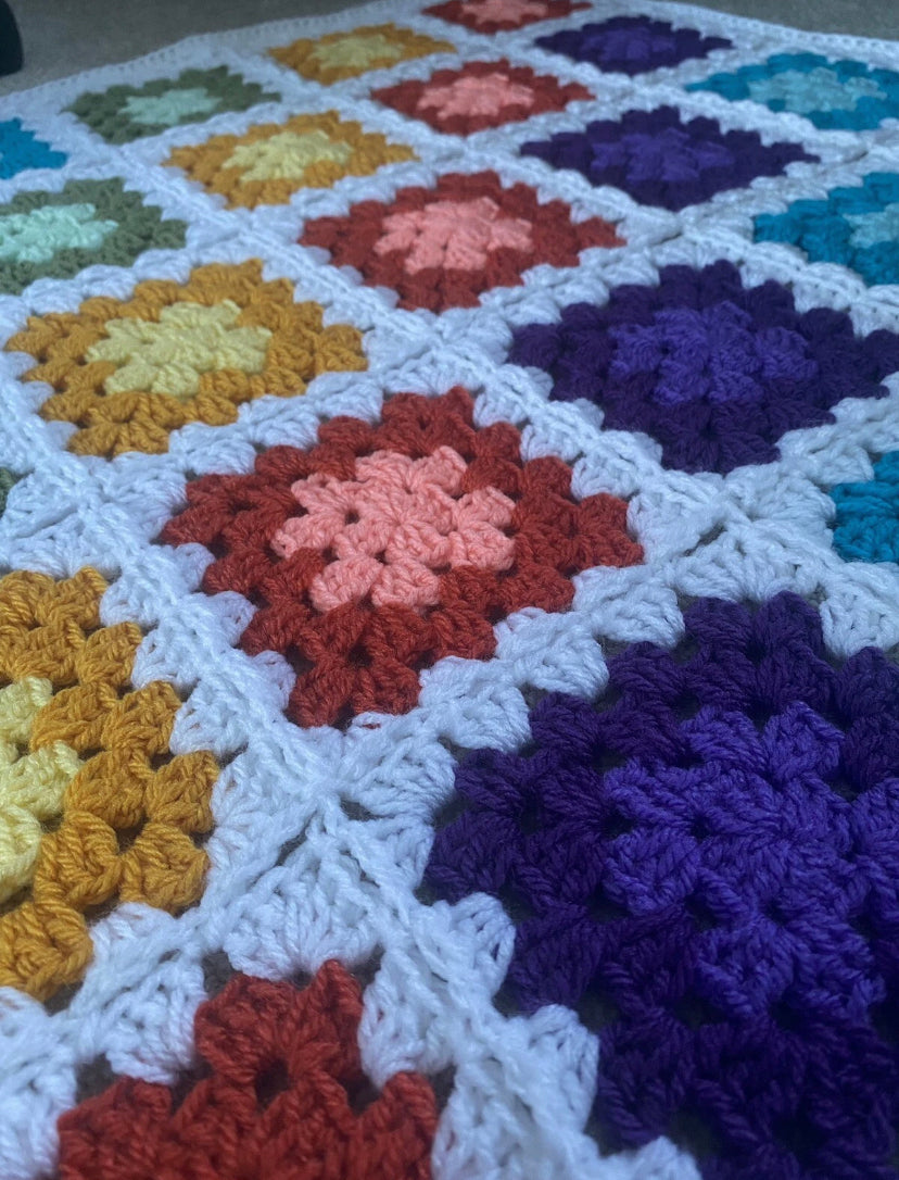 Handmade crochet baby blanket/car seat/pram/crib Rainbow boy girl Xmas gift