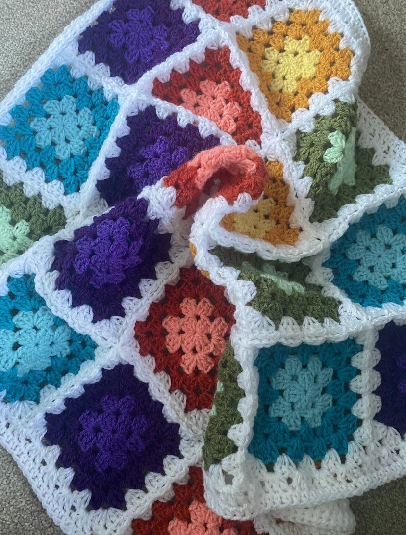 Handmade crochet baby blanket/car seat/pram/crib Rainbow boy girl Xmas gift
