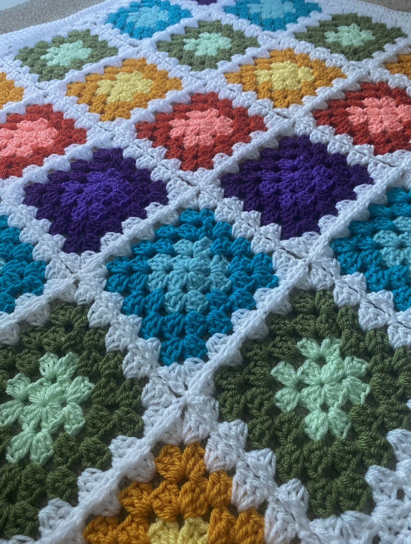 Handmade crochet baby blanket/car seat/pram/crib Rainbow boy girl Xmas gift
